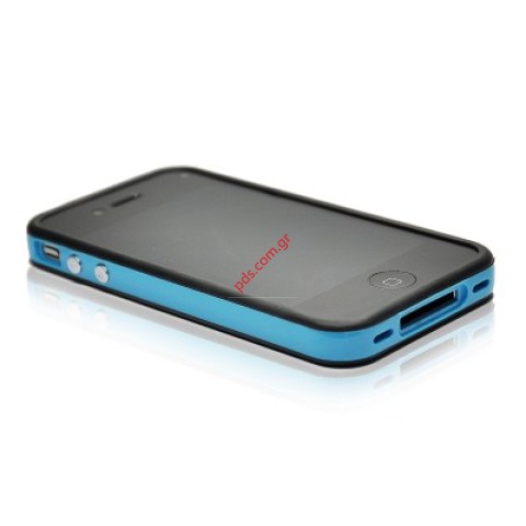 Apple iPhone 4G, 4S Bumper Style Case in Clear Transparent Black in blue