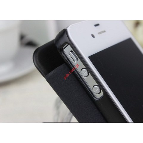 Case Leather PU Mercury Techno Flip Brushed Cover iPhone 4 4S Black