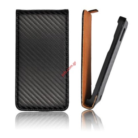 Case Slim flipcase open Carbon for Apple iPhone 4G, 4S Black