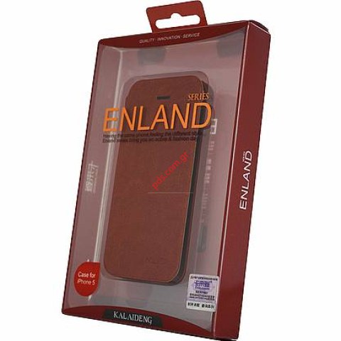 Δερμάτινη θήκη Apple Iphone 5 KLD Enland σε καφέ χρώμα (Brown)