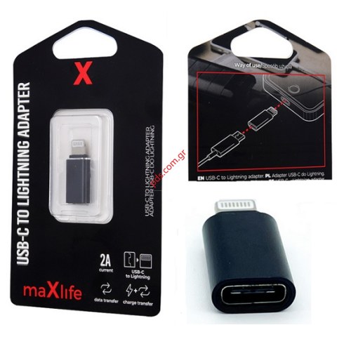 External Apple Lightning 8 Pin σε MicroUSB TYPE-C Black Adapter  External Apple Lightning 8 Pin σε MicroUSB TYPE-C Black Adapter