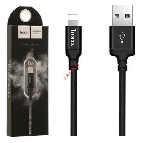 Καλώδιο lightning 8 Pin Hoco X14 Rapid SPEED 2.1A Black Box σε λευκό χρώμα