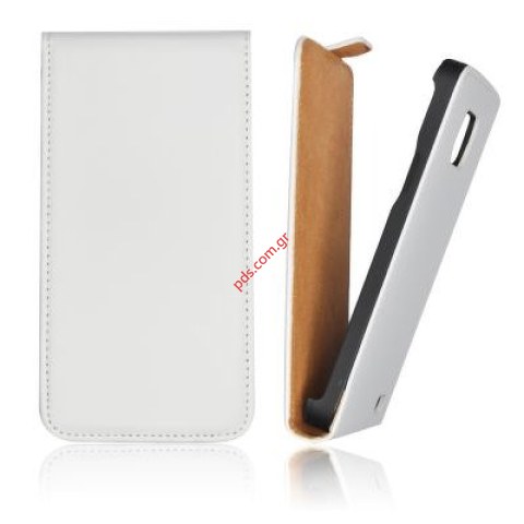 Leather Case Slim flip case open for Apple iPhone 5 White Leather Case Slim flip case open for Apple iPhone 5 White