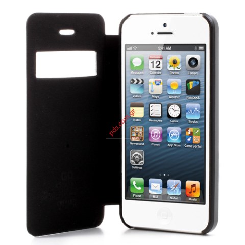 Θήκη με πορτάκι και παράθυρο iPhone 5 Black Flip Easy View