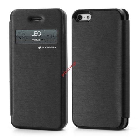 Θήκη με πορτάκι και παράθυρο iPhone 5 Black Flip Easy View