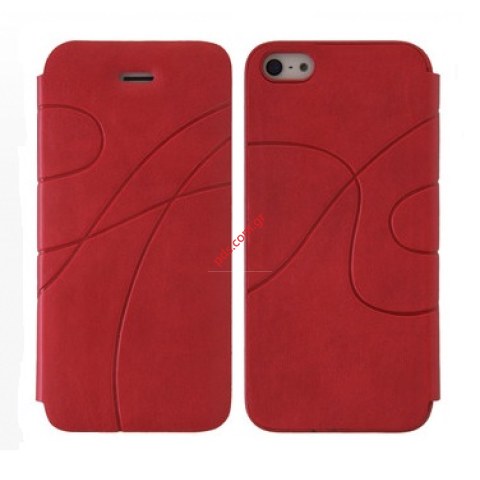 Case flip Book Skin iPhone 5, 5s, 5c Red color Case flip Book Skin iPhone 5, 5s, 5c Red color
