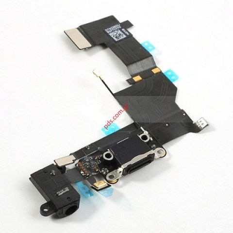 Γνήσια ταινία iPhone 5S Charging Dock System Connector Black σε μαύρο χρώμα με earphone flex socket  Γνήσια ταινία iPhone 5S Charging Dock System Connector Black σε μαύρο χρώμα με earphone flex socket