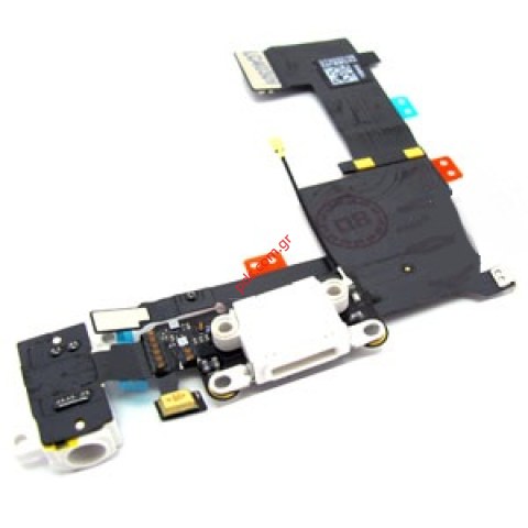 Γνήσια ταινία iPhone 5S Charging System Connector White σε λευκό χρώμα με earphone flex socket  Γνήσια ταινία iPhone 5S Charging System Connector White σε λευκό χρώμα με earphone flex socket