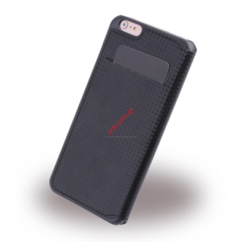Δερμάτινη θήκη PU Ferrari iPhone 6, 6s Carbon Grey Racing τύπου βιβλίου γκρί 