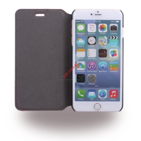 Δερμάτινη θήκη PU Ferrari iPhone 6, 6s Carbon Grey Racing τύπου βιβλίου γκρί 