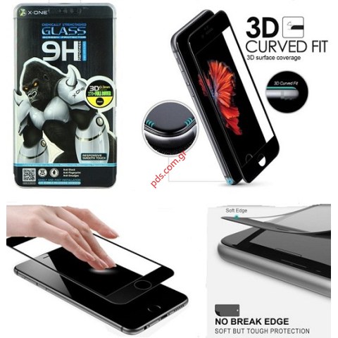 Προστατευτικό οθόνης 3D X-ONE iPhone 6 4.7 Black Gorilla Super Clear Protective tempered glass
