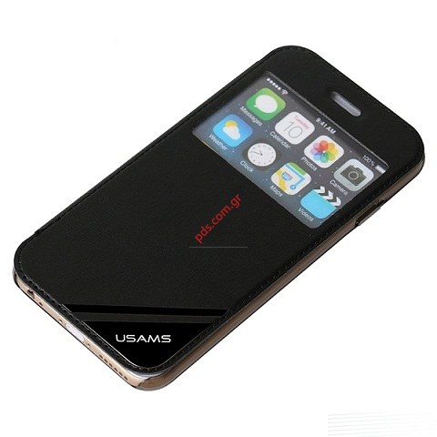 Θήκη με πορτάκι S-View USAMS iPHONE 6 4.7 Black Viva flip book (BLISTER)