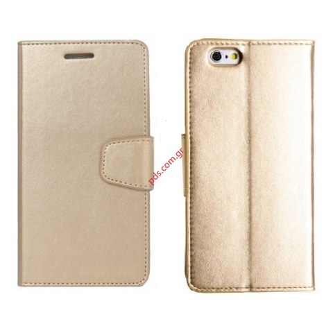 Θήκη βιβλίου Flip Fancy Wallet iPhone 6, 6s Gold (4.7 inch) με πορτάκι σε χρυσό χρώμα Θήκη βιβλίου Flip Fancy Wallet iPhone 6, 6s Gold (4.7 inch) με πορτάκι σε χρυσό χρώμα