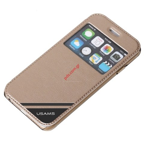 Θήκη με πορτάκι S-View USAMS iPHONE 6 Plus 5.5 Gold Viva flip book (BLISTER) Θήκη με πορτάκι S-View USAMS iPHONE 6 Plus 5.5 Gold Viva flip book (BLISTER)