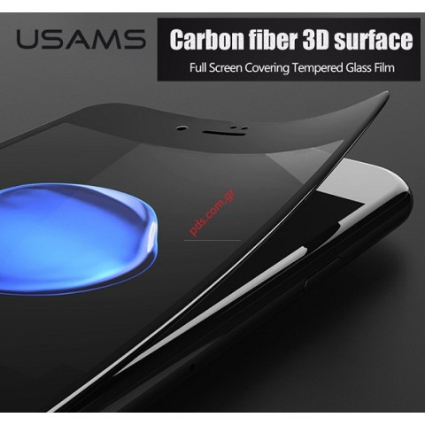 Τζάμι προστασίας tempered USAMS 3D Black iPhone 7 PLUS (5.5) A1661, A1784, A1785 Glass Premium 0,3mm σε μαύρο χρώμα