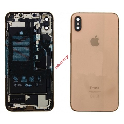 Γνήσιο πίσω καπάκι iPhone XS MAX 6.5inch Gold (ORIGINAL) PULLED middle back cover frame including all parts complete σε χρυσό χρώμα Γνήσιο πίσω καπάκι iPhone XS MAX 6.5inch Gold (ORIGINAL) PULLED middle back cover frame including all parts complete σε χρυσό χρώμα