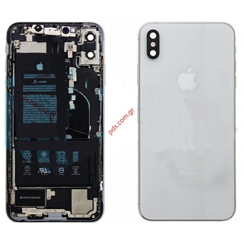 Πίσω καπάκι complete iPhone XS MAX 6.5inch Silver White middle frame including all parts Πίσω καπάκι complete iPhone XS MAX 6.5inch Silver White middle frame including all parts