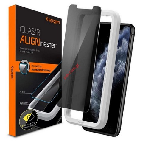 Προστατευτικό τζάμι iPhone XS MAX, 11 PRO MAX Privacy Spigen Full Glass Black Προστατευτικό τζάμι iPhone XS MAX, 11 PRO MAX Privacy Spigen Full Glass Black