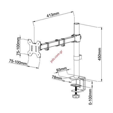 Single arm desk mount Montilieri ST-10 with clamp for 1 unit 13~32 inch and 6kg 