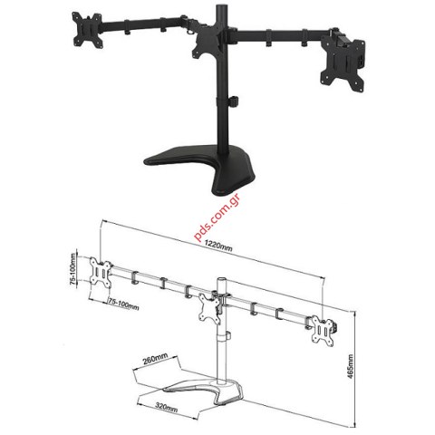 Desktop mount Montilieri FS-30 for 3 monitor 13~24 inch Black  Desktop mount Montilieri FS-30 for 3 monitor 13~24 inch Black