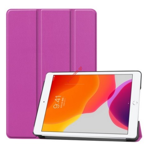 Θήκη τύπου βιβλίου iPAD 8/9 (10.2 inch) A2602 2021 Purple Book stand 3 fold σε μωβ χρώμα Blister