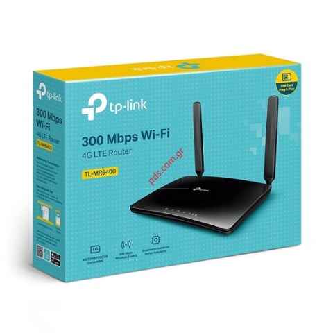 Mobile Router Modem 4G TP-Link TL-MR6400 v5.0, 300Mbps Wireless N LTE Black Box (ασύρματο δίκτυο 300Mbps με σύνδεση SIM 4G)
