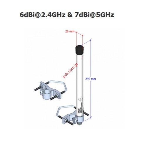 Κεραία εξωτερική Interline IH-G0607-F2460-V1 HORIZON DUAL BAND 6dBi/2.4GHz & 7dBi/5GHz Omnidirectional