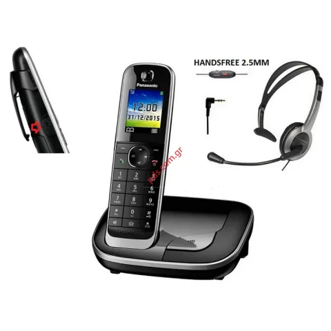 Ασύρματο τηλέφωνο Panasonic KX-TGJ310GRB Black ID CALLER LCD σε μαύρο χρώμα δυνατότητα σύνδεσης με Audio handsfree jack 2.5mm Box (ΔΩΡΟ Handsfree)