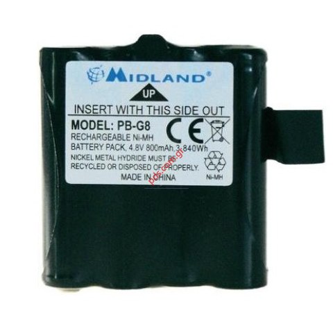 Γνήσια επαναφορτιζόμενο συστοιχία μπαταριών Midland G8, G6 NiMH 800mah 4,8Volt