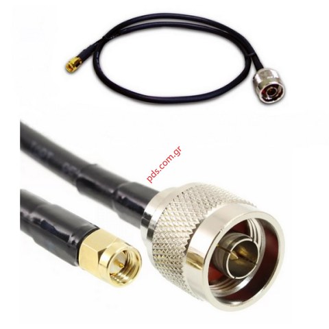 Cable adaptor N type Male to SMA Male 1 meter Pigtail Black bulk .