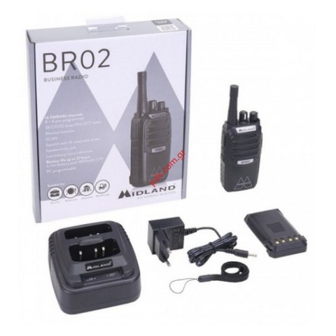Φορητός επαγγελματικός πομποδέκτης PMR Midland BR02 (0.5W) Black 16 chanel (1 PCS)