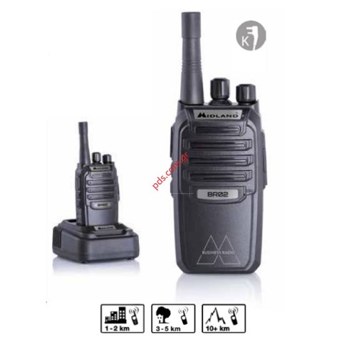 Φορητός επαγγελματικός πομποδέκτης PMR Midland BR02 (0.5W) Black 16 chanel (1 PCS)