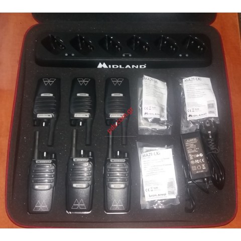 Φορητός επαγγελματικός πομποδέκτης PMR Midland BR02 (0.5W) Black 16 chanel (SET 6 PCS)