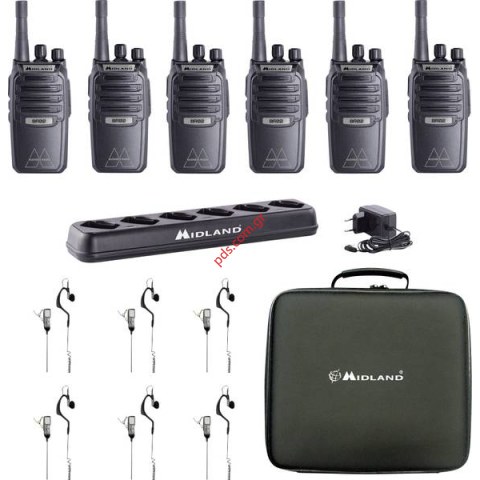 Φορητός επαγγελματικός πομποδέκτης PMR Midland BR02 (0.5W) Black 16 chanel (SET 6 PCS)