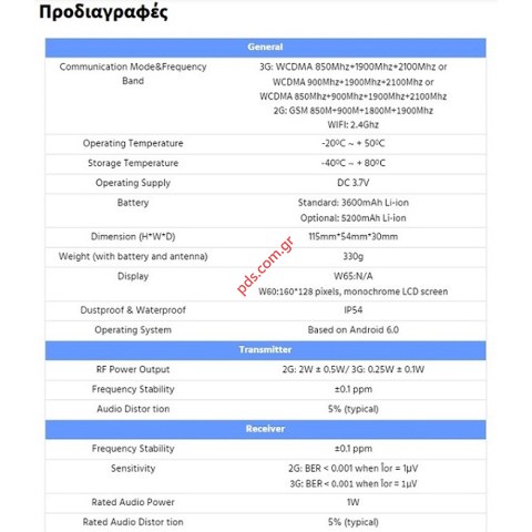 Φορητός πομποδέκτης POC GSM/GPS Kirisun W65 WiFi Bluetooth (ΧΩΡΙΣ ΟΘΟΝΗ) ΠΑΓΚΟΣΜΙΑΣ ΕΠΙΚΟΙΝΩΝΙΑΣ