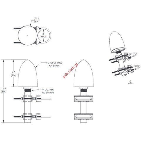 Κεραία Marine GPS/GLNSS 32 dBi Mount Kit 1,574-1,610 MHz IP67 TNC Connector