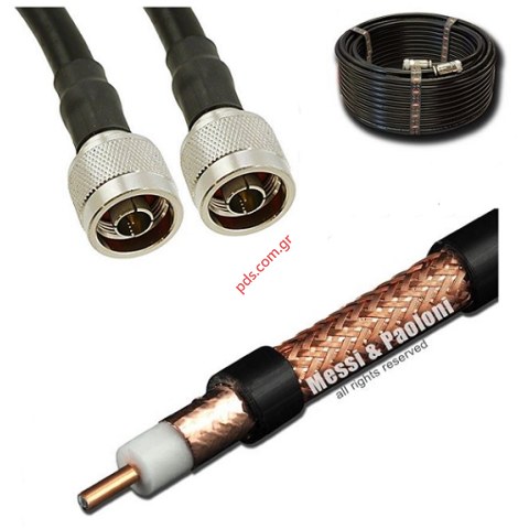 Coaxial cable M&P Airborne 10 Low loss set 20M with connector N-TYPE MALE/N-TYPE MALE Black Bulk Coaxial cable M&P Airborne 10 Low loss set 20M with connector N-TYPE MALE/N-TYPE MALE Black Bulk
