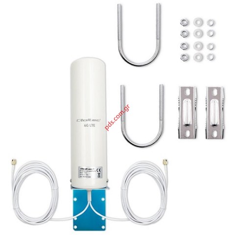 Κεραία εξωτερική QLT-57044 GSM 4G LTE 5dB MIMO με 2 καλώδια Cable 3M RG174 2XSMA MALE Type Omni Πανκατευθυντική Box
