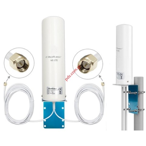 Κεραία εξωτερική QLT-57044 GSM 4G LTE 5dB MIMO με 2 καλώδια Cable 3M RG174 2XSMA MALE Type Omni Πανκατευθυντική Box