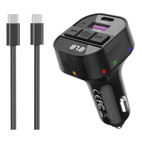 Ασύρματο Smart Bluetooth XO BCC17 MP3 A+C Φορτιστής Dual Port PD30W Αυτοκινήτου με καλώδιο Type-C σε μαύρο χρώμα Box