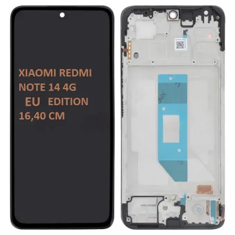 Γνήσια οθόνη LCD Xiaomi Redmi Note 14 4G (24117RN76E) Black EU VERSION 16,40cm SHORT Display AMOLED Touch Sceen Digitizer with frame ORIGINAL SVP BOX
