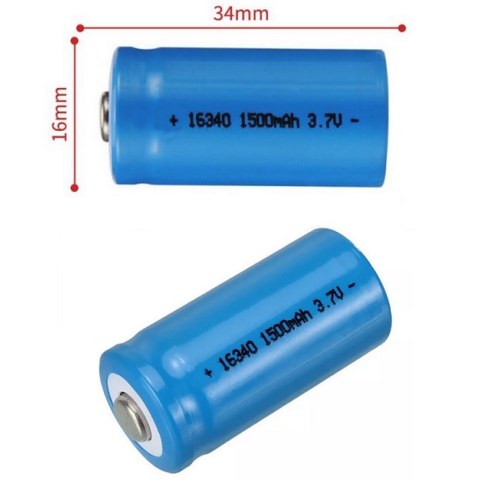 Battery rechargable 16340 Lion 1500mah 3.7 Volt 