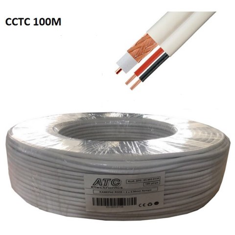 Καλώδιο για κάμερες CCTV ATC-500 RG59 CCS+ 2x0.50mm Λευκό 100m