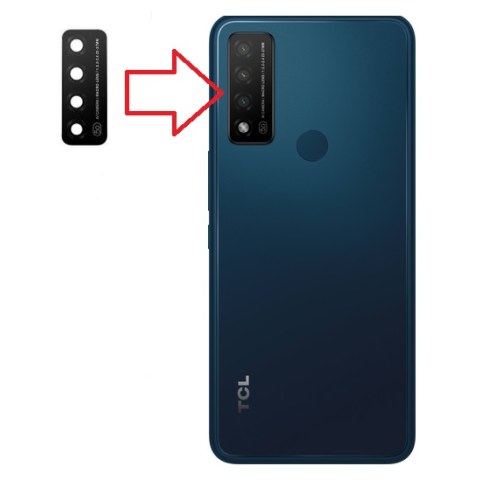 Εξωτερικό τζάμι πίσω κάμερας TCL 20R T767H Black σε μαύρο χρώμα Bulk