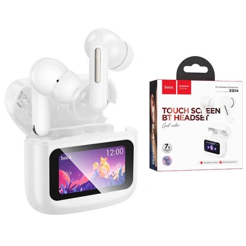 Ασύρματα ακουστικά Bluetooth Hoco EQ14 TWS White Touch screen V5.4 Hands Free Box