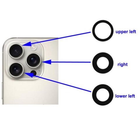 Τζαμάκια πίσω κάμερας iPhone 16 PRO MAX Set 3 pcs Back camera rear Bulk REPAIR PART