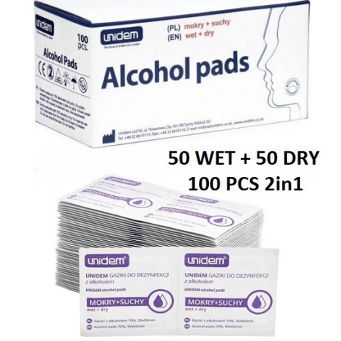 Cleaning Wipes UNIDEM 100 OEM 2in1 (100-Pack 50 WET+50 DRY) BOX