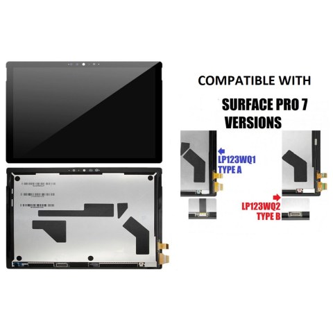 Οθόνη για Microsoft Surface Pro 7 (1866) Compatible Version Type LP123WQ1 / LP123WQ2 Display Touch+Lcd+Dock IC Black