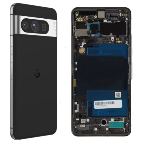 Γνήσιο πίσω καπάκι πρόσοψης σετ Google Pixel 8 PRO (GC3VE, G1MNW) 2023 Black Middle frame camera cover glass SVP ORIGINAL