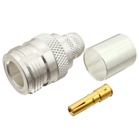 Κονέκτορ N-Type FeMale για ομοαξονικό καλώδιο (LMR-400) Solder με κόλληση ακίδα και Πρεσσαριστός πλαίσιο για το καλώδιο 